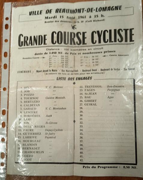 Course à Beaumont de Lomagne en1961